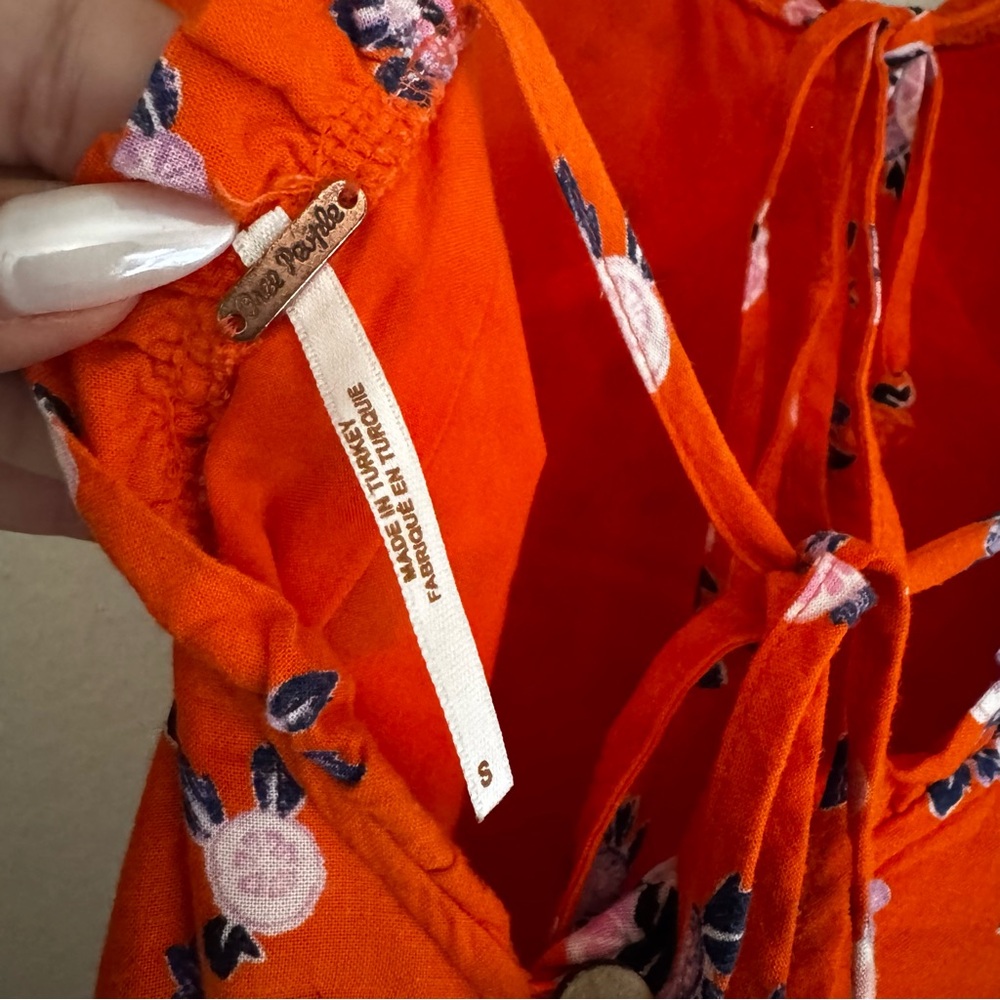 Free People Like A Lady Orange Floral dress - Picture 5 of 8
